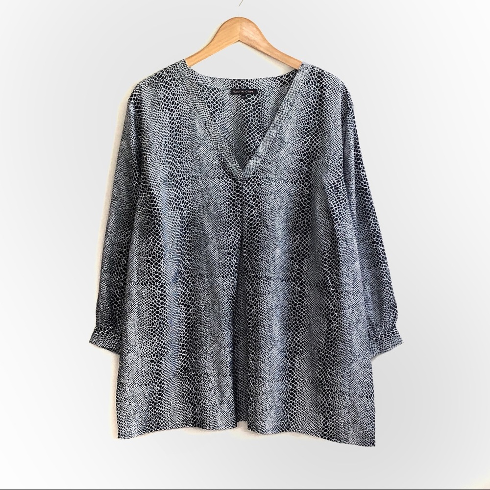 VIOLET + CLAIRE | Black & White Animal Print Top